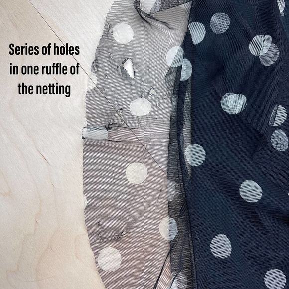 Vintage 1980s Black and White Polka Dot Tulle Ruffled Mermaid Maxi Dress - Picture 7 of 9